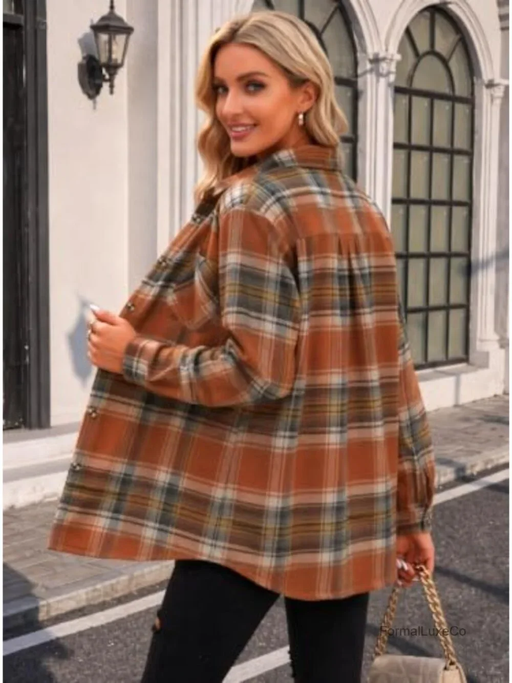 Womens Flannel Shirt Long Sleeve Button Down Plaid Casual Blouse